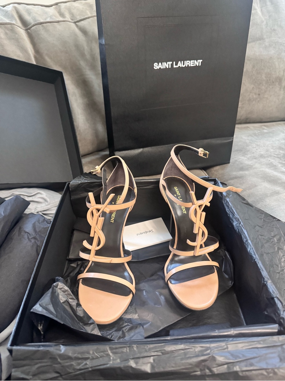 BRAND NEW Saint Laurent Cassandra Beige  High-Heel Sandals